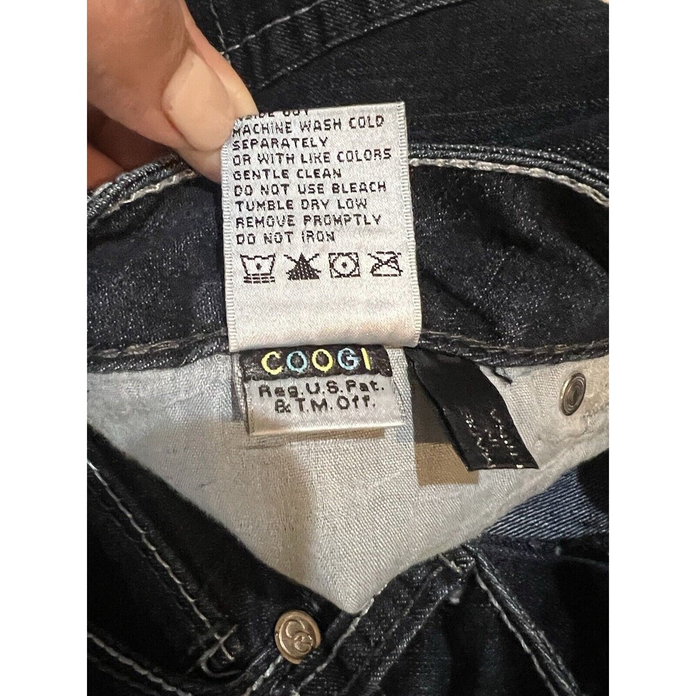 COOGI  Women's  Jeans 34x32 Silver Embroidered Logo‎ Y2K Dark Wash - Picture 3 of 6